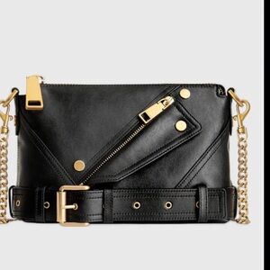 Rebecca Minkoff Black Leather crossbody, shoulder bag, clutch with Gold Hardware